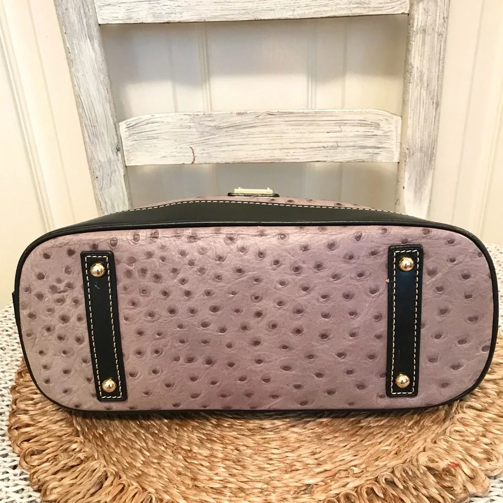 Dooney & Bourke Ostrich Cameron Satchel Grey and Black